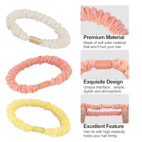 JessLab Scrunchy Hair Ties, 10 Pcs Silk Satin Hair Ties Ponytail Holders Gentle Elastic No Damage Scrunchies Hair Bands Stretchy Hair Accessories for Girls Women Ladies, Color Assorted - Image 2