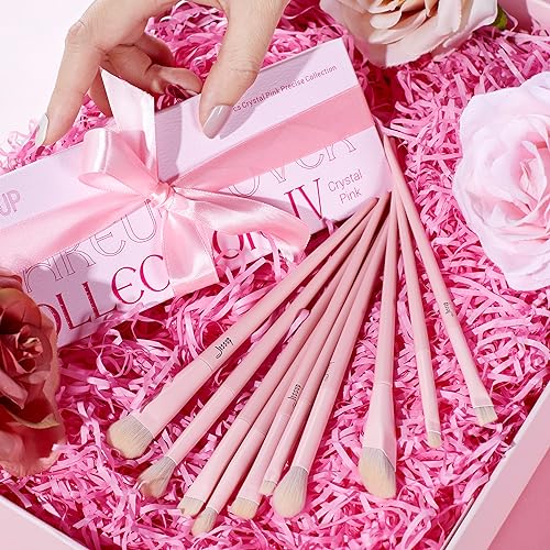 Jessup Eyeshadow Brush Set 10Pcs Pink Eye Makeup Brushes Concealer Brush Premium Synthetic Eye shadow Eyeliner Smudge Crease Blending Brush for Makeup, T496 - Image 6