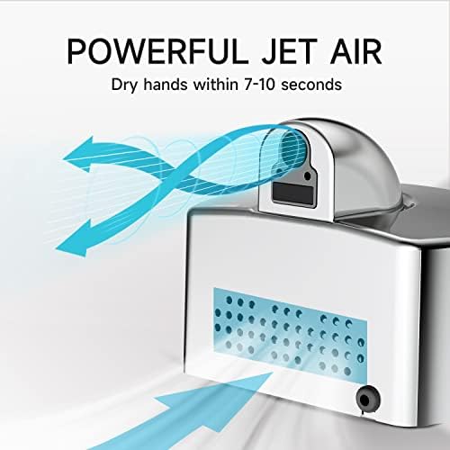 JETWELL Elegent Compact Hand Dryer For Bathrooms Commercial- High Speed Automatic Hard Wired Friendly Stainless Steel Hand Dryer- Warm Wind Hand Blower - Image 6