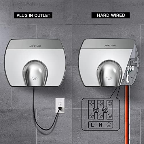 JETWELL Elegent Compact Hand Dryer For Bathrooms Commercial- High Speed Automatic Hard Wired Friendly Stainless Steel Hand Dryer- Warm Wind Hand Blower - Image 4