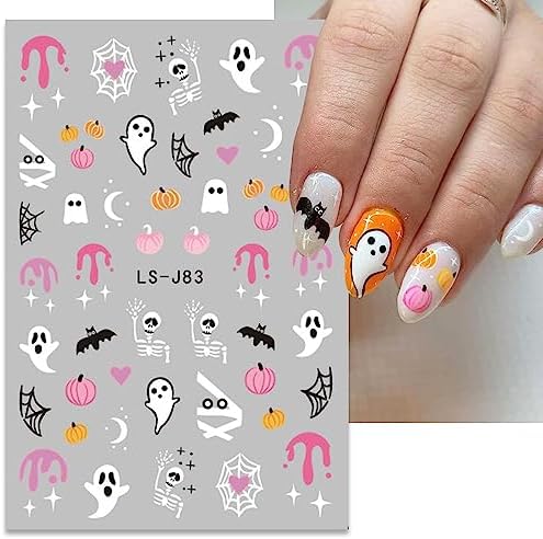 JMEOWIO 9 Sheets Halloween Nail Art Stickers Decals Self-Adhesive Pegatinas Uñas Horror Ghost Witchy Spider Web Bat Cat Pumpkin Spook Nail Supplies Nail Art Design Decoration Accessories - Image 6