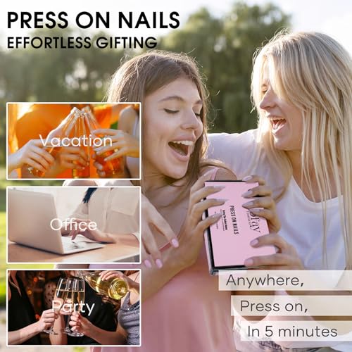 Jofay Short Solid Color Press On Acrylic Nail Kit 10 Pack with 7ml Glue - Image 6
