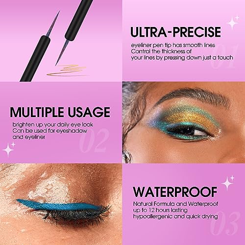 Jolilab Liquid Eyeliner, Glitter Liquid Eyeliner,6 Colors Liquid Glitter Eyeliner Set, Quick-Drying, Rich Pigment, Colourful, Holographic Glitter Multichrome Eyeliner Eyeshadows Makeup Set (A) - Image 6