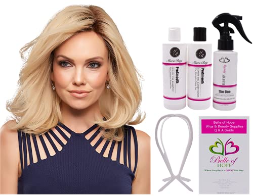 Jon Renau Carrie Petite Lace Front Mono Human Hair Wig 14/88H Medium Brown with Care Bundle - Image 2