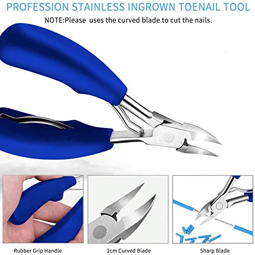 JTIEO 12 Piece Heavy Duty Blue Toenail Clipper Set for Thick Nails - Image 3