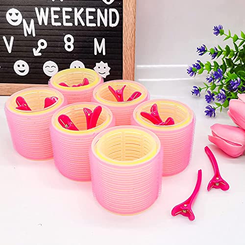 Jumbo Hair Rollers Sets, 12 Pcs Self Grip Salon Hair Dressing Curlers, Jumbo Large Rollers for Long Short Hair, DIY Curly Hairstyle for Women, Colors May Vary (6XJumbo+6XLarge) - Image 7