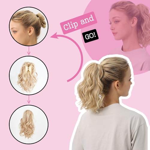 JUVABUN Claw Clip Beach Waves Ponytail Extension 10"-Salt and Pepper |Hair Extension Clips |Ponytail Extension Human Hair |Hair Extensions Washable Realistic And Synthetic Hairpiece | Salt and Pepper - Image 6