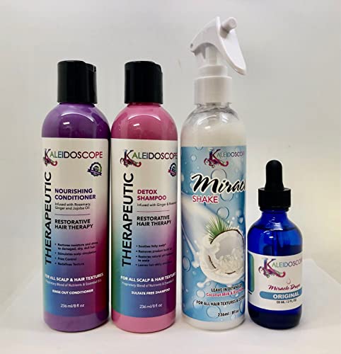 Kaleidoscope Therapeutic Shampoo, Conditioner, Leave-In 8oz, and Drops 2oz Hair Care Set - Image 2