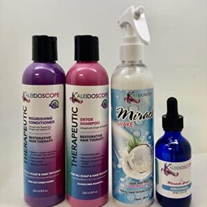 Kaleidoscope Therapeutic Shampoo, Conditioner, Leave-In 8oz, and Drops 2oz Hair Care Set
