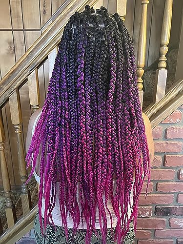 Kanekalon Ombre Braiding hair synthetic Crochet braids twist 24inch 5pcs/lot 100g Ombre two three tone Jumbo braid hair extensions Dreadlocks (black-purple-rose) - Image 5