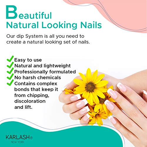 Karlash Dip Powder Kit French White Kit , USA MADE, 15ml Bottles, Bond, Top Coat, Base Coat, Activator, Crystal Clear, French/Pure White Powder, File, Buffer, Easy Nail Art Without UV Lamp Cure Nail - Image 5
