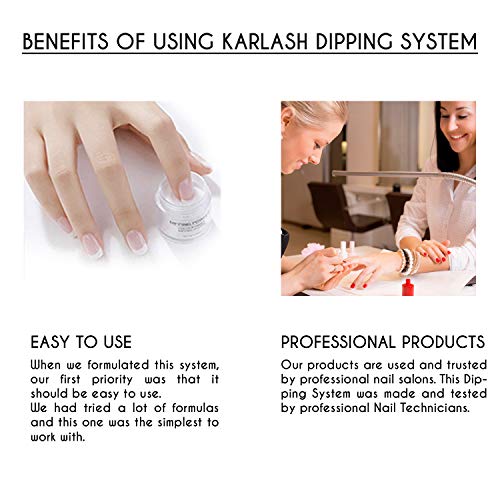 Karlash Dip Powder Kit French White Kit , USA MADE, 15ml Bottles, Bond, Top Coat, Base Coat, Activator, Crystal Clear, French/Pure White Powder, File, Buffer, Easy Nail Art Without UV Lamp Cure Nail - Image 4