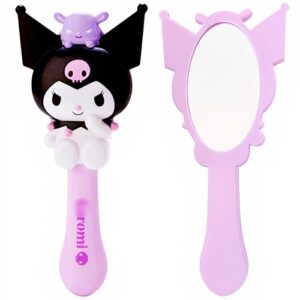 Kawaii Mirror Handheld, Cute Mirror Handheld, Kawaii Hair Brush for Teen Girls Women, Cute Hair Accessories, Pink Hair Brush, Cute Hair Clips (Mirror- Purple)