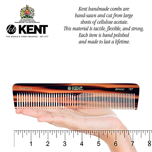 Kent 16T Hair Dressing Table Comb, Fine and Wide Tooth Dresser Comb For Hair, Beard and Mustache, Coarse and Fine Hair Styling Grooming Comb for Men, Women and Kids. Made in England - Image 6