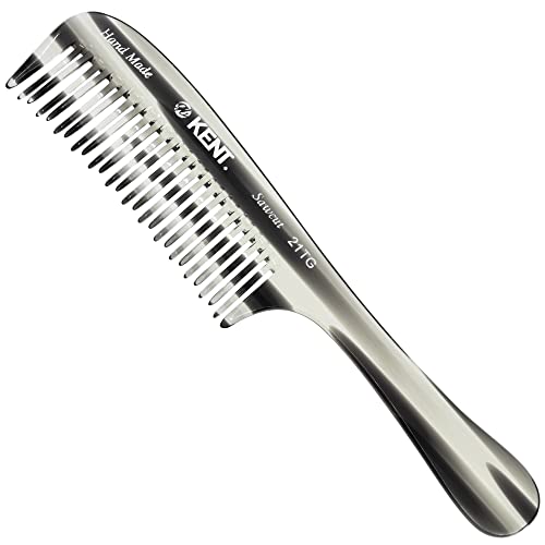 Kent 21T Large Wide Tooth Detangling Comb - Handmade Wide Teeth for Long Thick Curly Wavy Hair, Hair Detangler Comb For Wet and Dry Hair, Rake Comb Saw-Cut from Cellulose and Hand Polished (Graphite)
