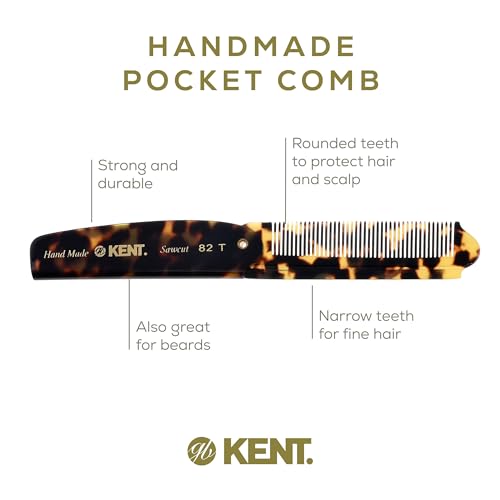 Kent 82T Handmade Folding Pocket Comb for Men, Fine Tooth Hair Comb Straightener for Everyday Grooming Styling Hair, Beard or Mustache, Use Dry or with Balms, Saw Cut Hand Polished, Made in England - Image 4