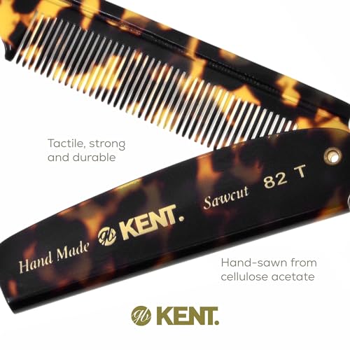 Kent 82T Handmade Folding Pocket Comb for Men, Fine Tooth Hair Comb Straightener for Everyday Grooming Styling Hair, Beard or Mustache, Use Dry or with Balms, Saw Cut Hand Polished, Made in England - Image 5