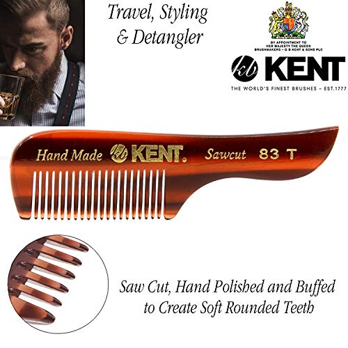 Kent 83T Small Gentleman's Beard and Mustache Pocket Comb, Fine Toothed Travel Size for Facial Hair Grooming and Styling. Saw-cut of Quality Cellulose Acetate, Hand Polished. Hand-Made in England - Image 2