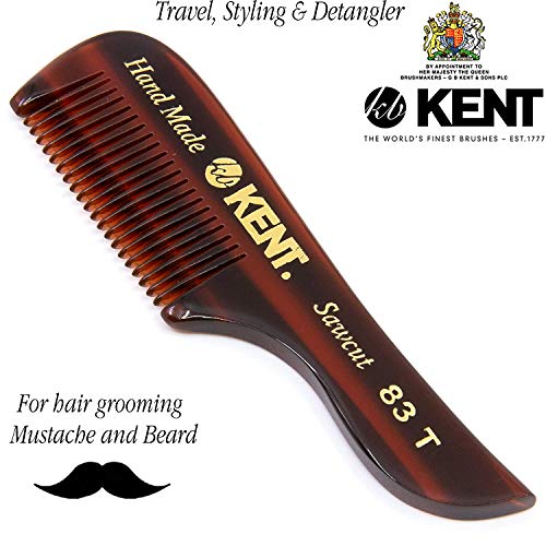 Kent 83T Small Gentleman's Beard and Mustache Pocket Comb, Fine Toothed Travel Size for Facial Hair Grooming and Styling. Saw-cut of Quality Cellulose Acetate, Hand Polished. Hand-Made in England - Image 4