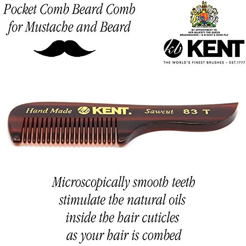Kent 83T Small Gentleman's Beard and Mustache Pocket Comb, Fine Toothed Travel Size for Facial Hair Grooming and Styling. Saw-cut of Quality Cellulose Acetate, Hand Polished. Hand-Made in England - Image 6