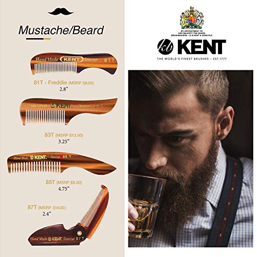 Kent 83T Small Gentleman's Beard and Mustache Pocket Comb, Fine Toothed Travel Size for Facial Hair Grooming and Styling. Saw-cut of Quality Cellulose Acetate, Hand Polished. Hand-Made in England - Image 7