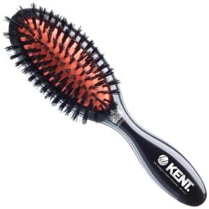 Kent CSFS Classic Shine Large Oval Cushion Straightening Brush and Hair Detangler - Natural Black Boar Bristle Hair Brush - Shine Hair Brush and Scalp Scrubber for Short or Shoulder-Length Thick Hair