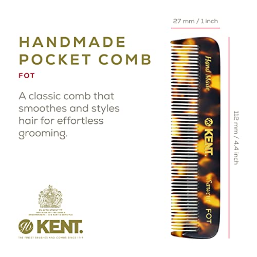 Kent FOT TY Fine Tooth Handmade Pocket Comb for Beard and Mustache Care, Travel Size - Image 2