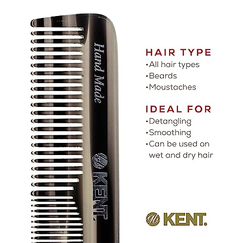 Kent OT 4.5 Inch Double Tooth Graphite Pocket Comb for Hair Beard Mustache Grooming - Image 6