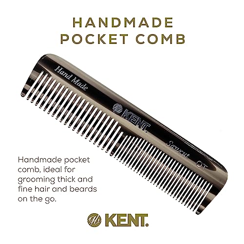 Kent OT 4.5 Inch Double Tooth Graphite Pocket Comb for Hair Beard Mustache Grooming - Image 3