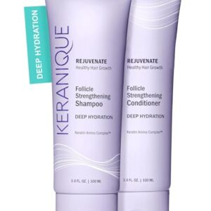 Keranique Hydrating Shampoo and Conditioner Set - Deep Hydration Hair Shampoo and Conditioner for Repairing Natural Moisture with Keratin - Sulfate-Free Intense Hydrator for Dry, Thin, Damaged Hair
