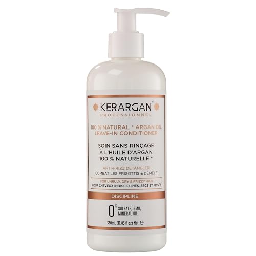 KERARGAN - Daily Smoothing Leave-In Treatment with Argan Oil for Unruly, Dry, and Frizzy Hair - Nourishing, Anti-Frizz, Detangling - Sulfate-Free, GMO-Free, Mineral Oil-Free - 11.83 Fl oz