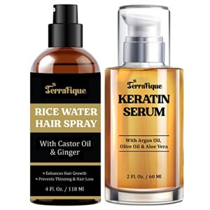 Keratin Hair Serum Rice Water Hair Spray Set