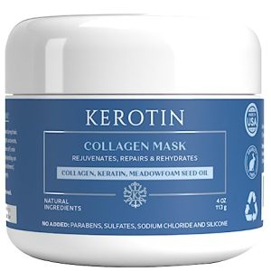 Kerotin Hair Mask - Collagen Hair Treatment with Keratin, Collagen, and Vitamin E, Repair Damaged Hair, Prevent Breakage, and Control Frizz. Made in the USA (Collagen Hair Mask)
