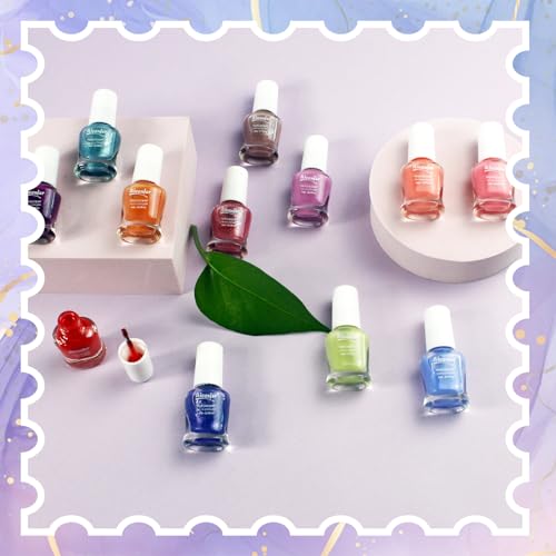 Kid Nail Polish Set -12 Color Nail Polish Kit Non Toxic Peel-Off Safe Water Based Low Odor for Girls - Image 7