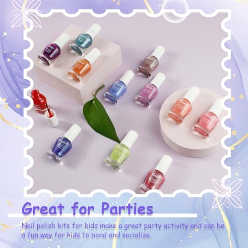 Kid Nail Polish Set -12 Color Nail Polish Kit Non Toxic Peel-Off Safe Water Based Low Odor for Girls - Image 6