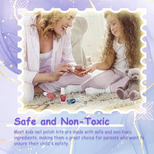 Kid Nail Polish Set -12 Color Nail Polish Kit Non Toxic Peel-Off Safe Water Based Low Odor for Girls - Image 4