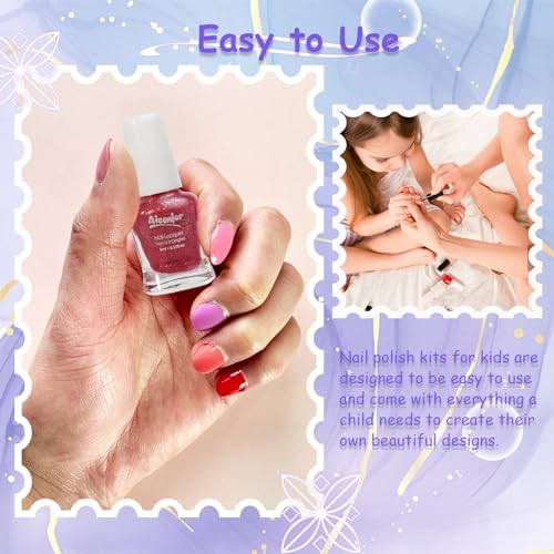 Kid Nail Polish Set -12 Color Nail Polish Kit Non Toxic Peel-Off Safe Water Based Low Odor for Girls - Image 3