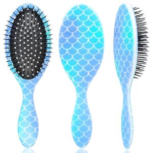 Kids Hair Brush Girls, Toddler Wet Dry Hair Brush, Detangling Brush for Curly Thick Hair, Small Hairbrush Pink Unicorn Detangler Brush for Kids, Pain-Free Comb, Hair Brush for Girls Women Mermaid
