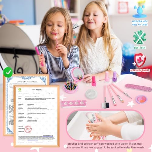 Kids Makeup Set Toys Gift, Washable Make Up Kits and Nail Polish Set Hair Dye Stick for Girls , Perfect Kids Christmas Birthday Gifts for Girl Ages 3 4 5 6 7 8 9 10 11 12 Year Old - Image 6
