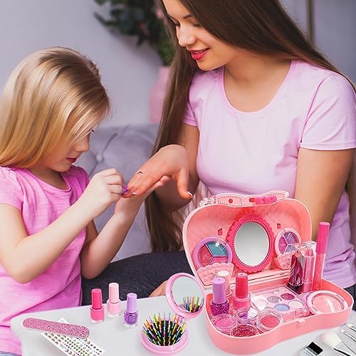 Kids Makeup Set Toys Gift, Washable Make Up Kits and Nail Polish Set Hair Dye Stick for Girls , Perfect Kids Christmas Birthday Gifts for Girl Ages 3 4 5 6 7 8 9 10 11 12 Year Old - Image 9