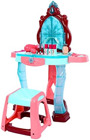 Kids Vanity Dressing Table - Make Up Desk w/Stool Beauty Kit Glamour Princess Magic Mirror Lights Music Pretend Toy Children for Child Beauty Dresser Table with Fashion & Makeup Accessories for Girls - Image 8