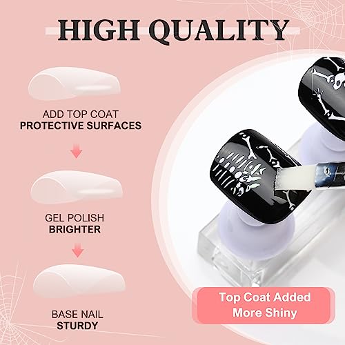 Kikmoya 24 Pcs Black Short Squoval Press On Nails with White Skeleton Design - Image 3