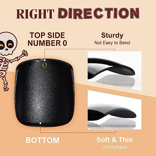 Kikmoya Halloween Press on Nails Short Fake Nails with Skull Gray Studs Rhinestones Design 24pcs 3D Square Glossy Acrylic Spooky False Nails Squoval Artificial Full Cover Stick on Nails for Women - Image 4