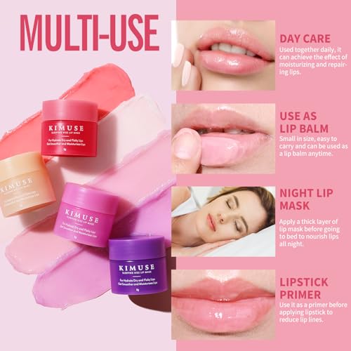 KIMUSE Lip Sleeping Mask Set - Overnight Treatment Lip Care Products | Moisturize & Nourish, Cracked Dry Lips, Intense Hydration with Shea Butter (Colorful Berries) - Image 3