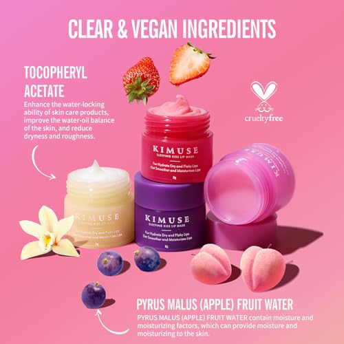 KIMUSE Lip Sleeping Mask Set - Overnight Treatment Lip Care Products | Moisturize & Nourish, Cracked Dry Lips, Intense Hydration with Shea Butter (Colorful Berries) - Image 6