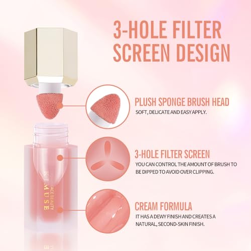 KIMUSE Soft Cream Blush Makeup, Liquid Blush for Cheeks, Weightless, Long-Wearing, Smudge Proof, Natural-Looking, Dewy Finish - Image 7