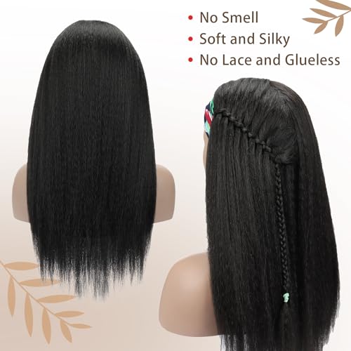 Kinky Straight 24 Inch Yaki Headband Wig Glueless Synthetic for Black Women - Image 6