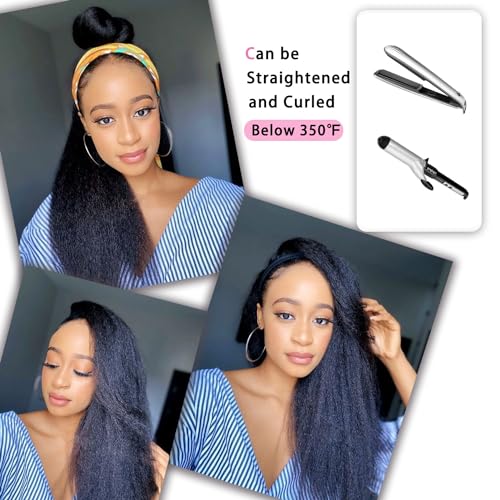 Kinky Straight 24 Inch Yaki Headband Wig Glueless Synthetic for Black Women - Image 2