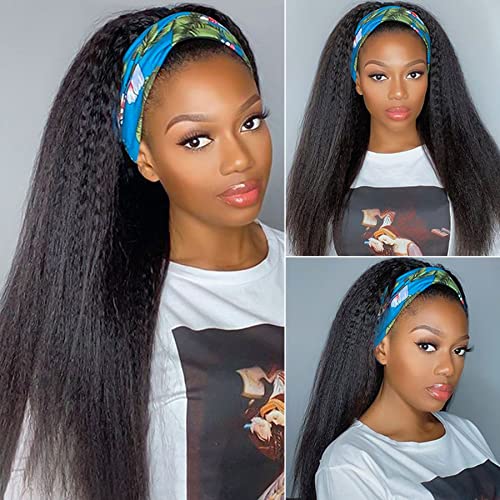 Kinky Straight 24 Inch Yaki Headband Wig Glueless Synthetic for Black Women - Image 7