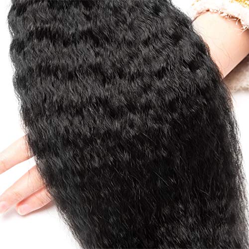 Kinky Straight Hair 3 Bundles 12 12 12 Inch Yaki Human Hair Weave Unprocessed Brazilian Virgin Kinky Straight Bundles Sew in Hair Extensions 1 B Color - Image 6